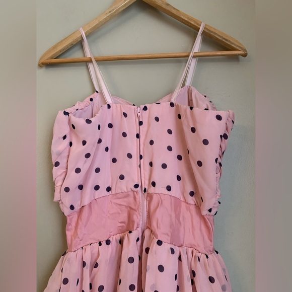 Pink polka dot party dance prom dress summer wedding pretty in pink handmade vtg - Picture 8 of 11